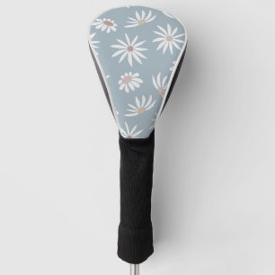 Couvre-club De Golf Bleu doux avec Fleurs marguerites blanches