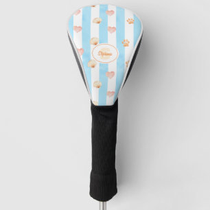 Couvre-club De Golf Bleu et blanc - Coeurs, Empreinte de patte, Coque