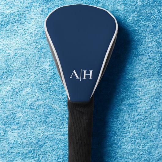 Couvre-club De Golf Bleu et blanc de la Marine, Monogramme moderne