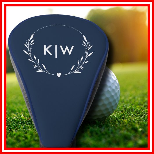 Couvre-club De Golf Bleu et blanc | Monogramme des initiales modernes
