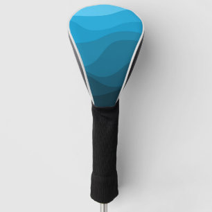 Couvre-club De Golf Bleu ondulé océan style rétro vagues design