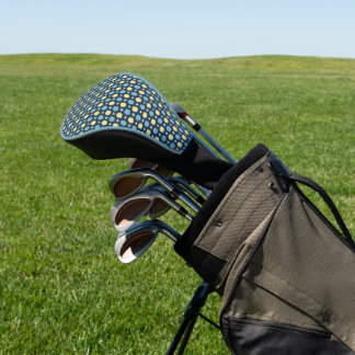 Couvre-club De Golf Bleu + Pois jaunes avec Motif Etoiles blanches