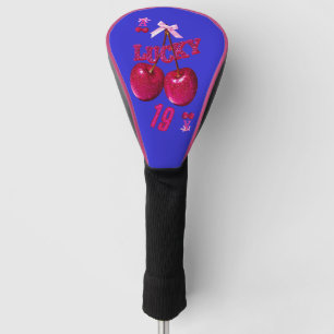 Couvre-club De Golf Bleu Rétro et Cherry Pop Gras