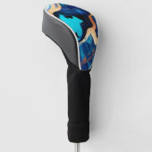 Couvre-club De Golf Bleu tendance en or faux marbre (Incliné)