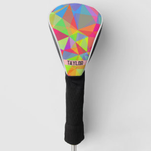 Couvre-club De Golf Bloc de couleur Bande Nom du monogramme Arc-en-cie