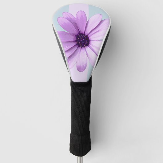 Couvre-club De Golf blue and purple striped daisy pattern (Devant)