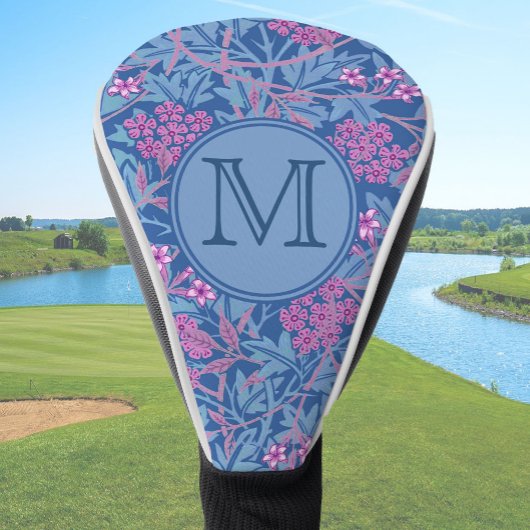 Couvre-club De Golf Blue Floral William Morris Custom Initial Ladies