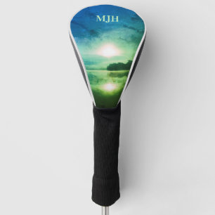 Couvre-club De Golf Blue Green Morning Sunrise abstrait à CT River