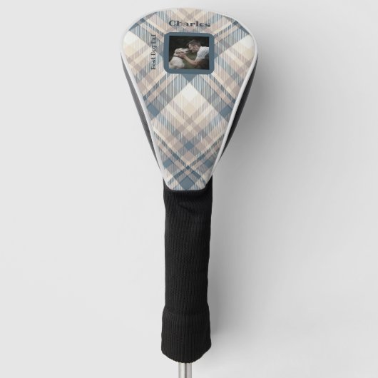 Couvre-club De Golf Blue Plaid Best Chien Papa Photo personnalisée (Devant)