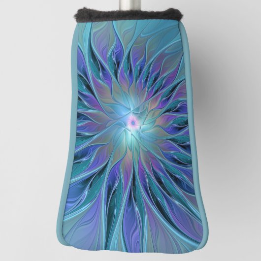 Couvre-club De Golf Blue Purple Flower Dream Abstrait Fractal Art (Tourné à 90°)