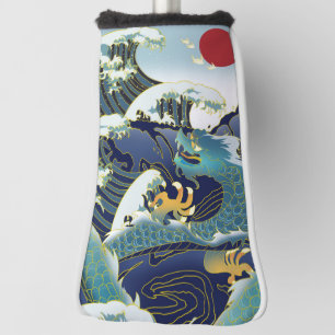 Couvre-club De Golf Blue Waves Green Dragon Red Sun Golf Head Cover