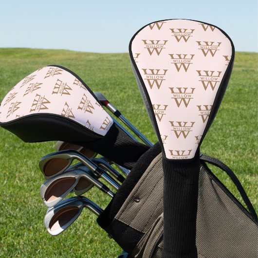 Couvre-club De Golf Blush Dusty rose moderne fille Monogramme Nom