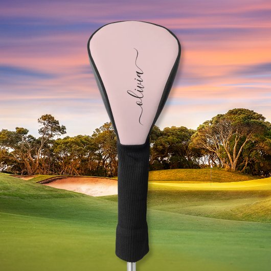 Couvre-club De Golf Blush Dusty rose moderne Script Girl Monogramme No
