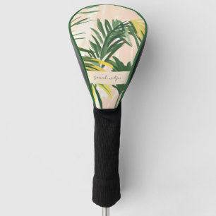 Couvre-club De Golf Boho Blush Green Tropical Palm Plage Feuille
