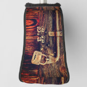 Couvre-club De Golf Bois rustique à grains de bois ancien serrure brun (Tourné à 90°)