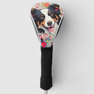 Couvre-club De Golf Bordure Collie Chien et Fleurs 002 - Bijou sur mes