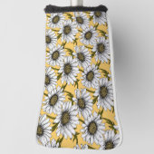 Couvre-club De Golf Bouches blanches, fleurs sauvages sur jaune (Tourné à 90°)