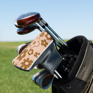 Couvre-club De Golf Brown Automne Retro Y2K Hippie Flower Motif