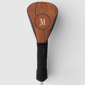 Couvre-club De Golf Brown Faux Alligator Cuir Peau Monogramme de luxe