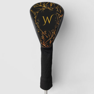 Couvre-club De Golf Brûler Orange Twigs sur Noir Initial