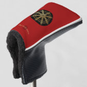 Couvre-club De Golf Buddhism Golden Dharma Wheel Personalized (Devant 3/4)