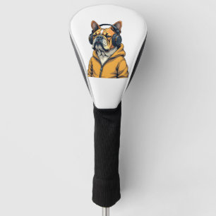 Couvre-club De Golf Bulldog Vintage avec Casque Audio et Capuche Musiq