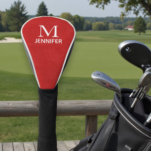 Couvre-club De Golf Cadeau de golf avec nom en faux cuir rouge