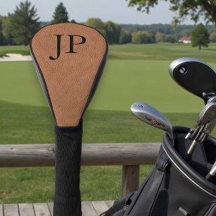 Couvre-club De Golf Cadeau de golf en cuir marron avec monogramme
