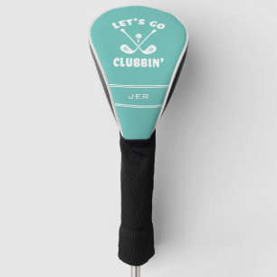 Couvre-club De Golf Cadeau moderne de golfeur avec monogramme sarcelle