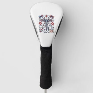 Couvre-club De Golf Caducée Médical Vintage Nurse Patriotique Vecteur