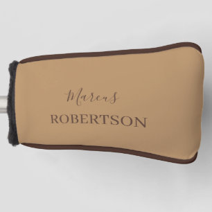 Couvre-club De Golf Calligraphie monogramme marron minimaliste profess