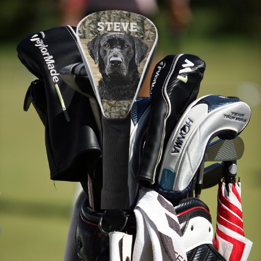 Couvre-club De Golf Camo Black Lab Chien race Nom animal