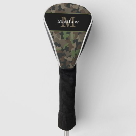 Couvre-club De Golf Camo vert de l'armée Chasseur militaire Monogramme (Devant)