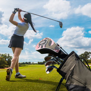 Couvre-club De Golf Camo vert rose mignon, minimaliste personnalisé