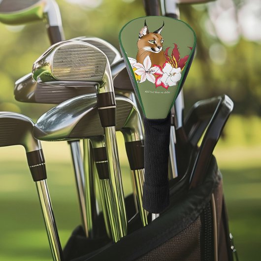 Couvre-club De Golf Caracal Wild Cat Floral Green