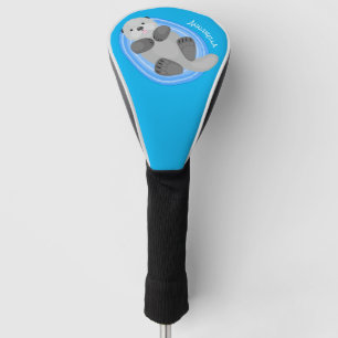 Couvre-club De Golf Caricature bleu loutre de mer joyeux