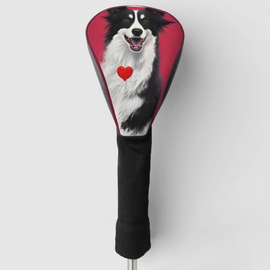 Couvre-club De Golf caricature de border collie valentine (Devant)