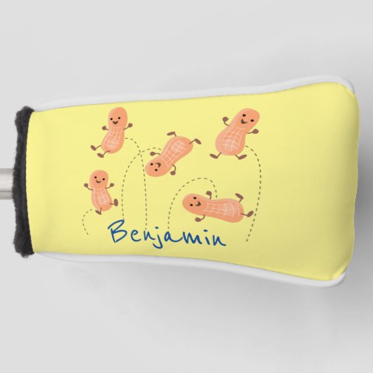 Couvre-club De Golf Caricature de cacahuètes joyeux sautillant (Devant)