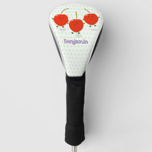 Couvre-club De Golf Caricature de cerises rouges à sauter mûr