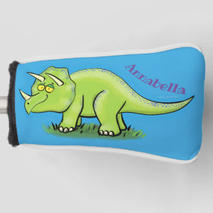 Couvre-club De Golf Caricature de dinosaure de triceratops vert mignon