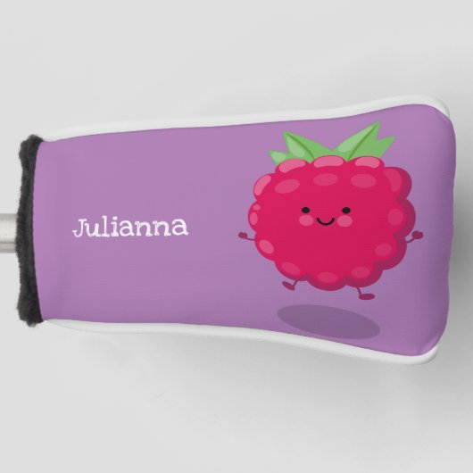 Couvre-club De Golf Caricature de framboise très heureuse (Devant)