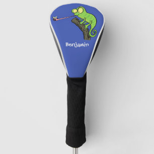 Couvre-club De Golf Caricature de lézard de caméléon vert joyeux