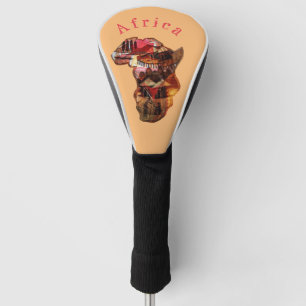 Couvre-club De Golf Carte africaine Art Design Golf Head Coque