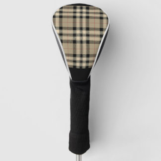 Couvre-club De Golf Casquette De Golf Classique Beige Et Noir Plaid