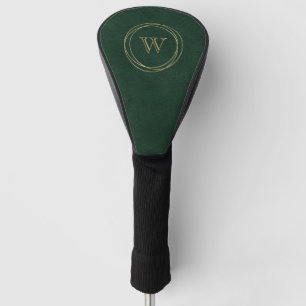 Couvre-club De Golf Cercles d'or Monogramme vert foncé