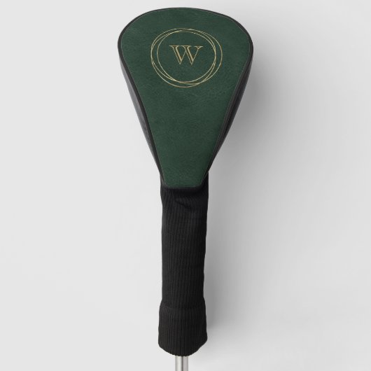 Couvre-club De Golf Cercles dorés monogramme vert foncé (Devant)