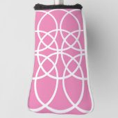 Couvre-club De Golf Cercles spiraux blancs sur rose (Tourné à 90°)