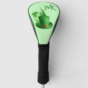Couvre-club De Golf Chapeau de lutin au trèfle en gazon Monogramme