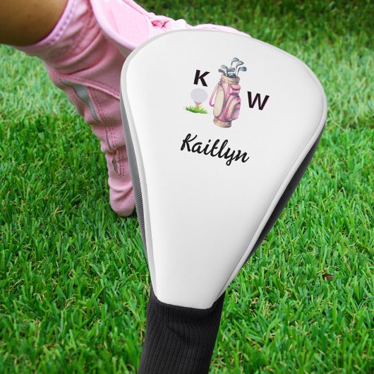 Couvre-club De Golf Charming Pink Golf Bag Personalized Monogrammed 