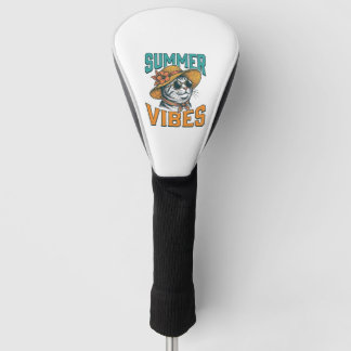 Couvre-club De Golf Chat ambiance estivale gravure vintage Design_1